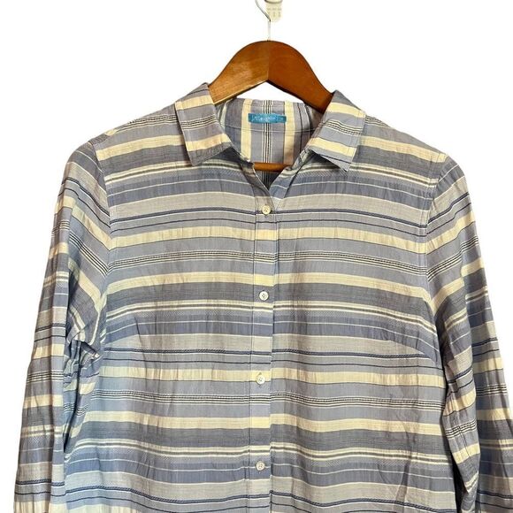 J. McLaughlin striped 100% cotton button down shirt - Picture 2 of 12